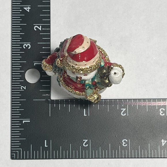 Snowman Jeweled Trinket Box with Austrian Crystals Magnetic Hinged Compartment - Picture 7 of 8